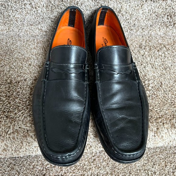 Santoni Men\'s Black Leather Casual Loafers Shoes Loafers main image 9